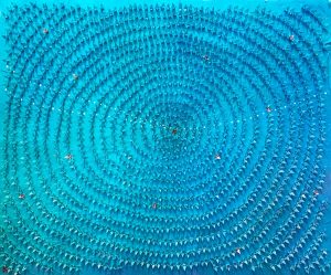 Hiromi Ashlin, "Floor of the Ocean", Origami Mixed Media, 39" x 48"