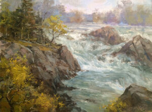 SOLD "Great Falls Mist", 16" x 12", Oil on Panel